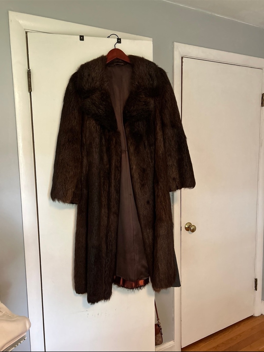 Classic Women's Brown Full-Length Fur Coat